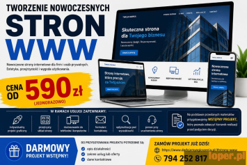Tanie strony WWW od 590 PLN + projekt wstępny strony internetowej za darmo