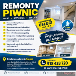 Osuszanie i remonty piwnic, pogłębianie i podbijanie fundamentów